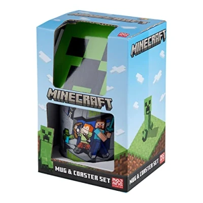 Image of Minecraft Ceramic Mug and Coaster Gift Set Survival Mode &amp; Creeper