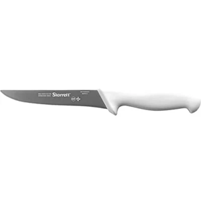 Image of Starrett Professional Stainless Steel Kitchen Boning Knives Wide Straight Profile 6 inch (150mm) White Handle