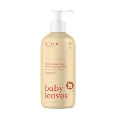Image of ATTITUDE 2 in 1 Hair Shampoo and Body Wash for Baby, Plant Mineral Based Gentle Formula, EWG Verified, Vegan Baby Products, Pear Nectar, 473 mL