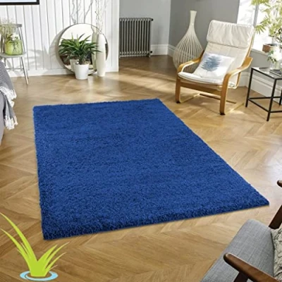 Image of Wadan 160x230cm Navy Blue Shaggy Rugs Living Room 5mm Thick Pile Extra Large Small Medium Rectangular Size Soft Touch Area Non Shedding