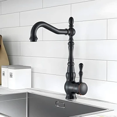 Image of Black Kitchen Tap with 360 Swivel Spout Sink Mixer Vintage