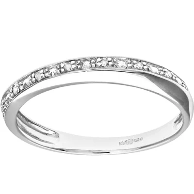 Image of Naava’s 9 Ct Gold Rings for Women Premium Quality Engagement White Ring with Diamond Crossover Effect Stunning and Durable Half Eternity Branded Box Included  