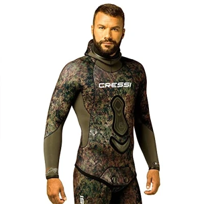 Image of Cressi Seppia Wetsuit Man Two Piece Separate Men&#039;s Camouflage Wetsuit, Jacket 7mm, S
