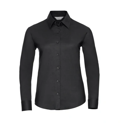 Image of Russell Athletic Collection Womens/Ladies Oxford Long Sleeved Shirt (Black) Size Large