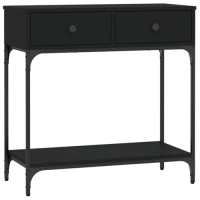 Image of vidaXL Black Console Table Engineered Wood and Metal Suitable for Living Room, Entryway, Hallway Ample Storage, Adjustable Feet