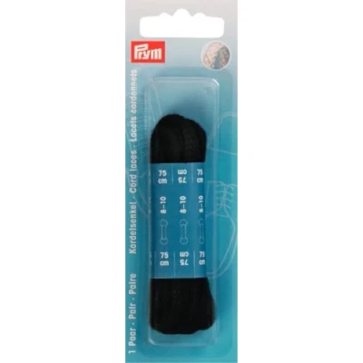 Image of Prym Cord Laces, Black, 75 cm x Ø 5 mm, Schwarz, 2 Stück