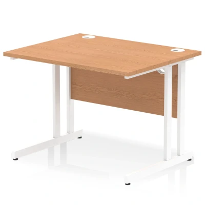 Image of Impulse 1000/800 Rectangle White Cantilever Leg Desk Oak MI002642