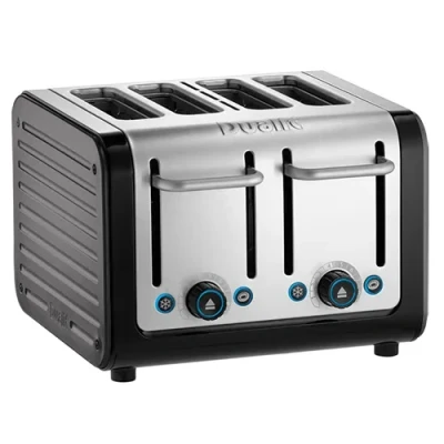 Image of Dualit Architect 4 Slot Black Body With Metallic Silver Panel Toaster