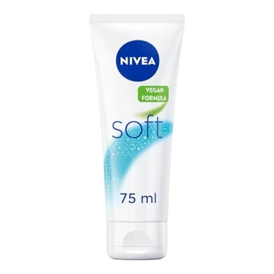 Image of NIVEA Soft Moisturising Cream (75ml), 48H for Face, Body and Hands with Vitamin E Jojoba Oil, Hand Moisturises Deeply, Vegan Formula Day