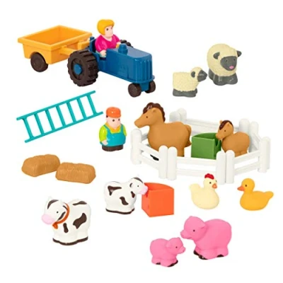 Image of Battat Farm Animal Play Set 25 Toy Animals, Fences, Farmers, Tractor, Trailer &amp; More for Toddlers 18 Months+ Playset