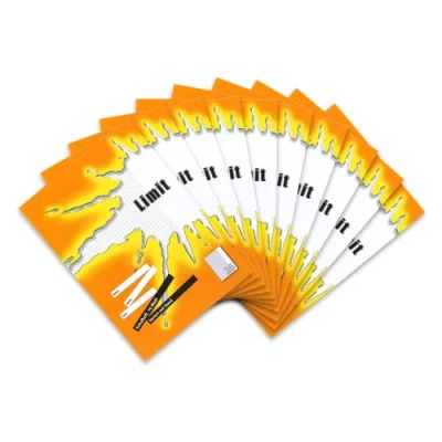 Image of Limit Exercise Book A4 16 Sheets 26 Ruling Squared with Margin Orange Pack of 10