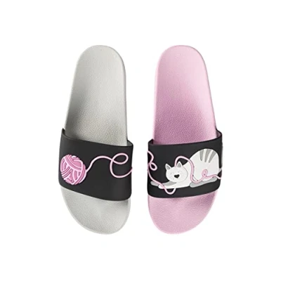 Image of Dedoles Sliders &amp; Slippers for Women, Men Kids Sandals Funny Designs Plane Coffee Party Pizza Fox Bear Cherry Flamingo Footwear Gift, Colour: Cats and Balls, Size: 3,5 UK