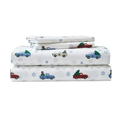 Image of Eddie Bauer Flannel Collection Cotton Bedding Sheet Set, Pre Shrunk &amp; Brushed for Extra Softness, Comfort, and Cozy Feel, Queen, Winter Outing