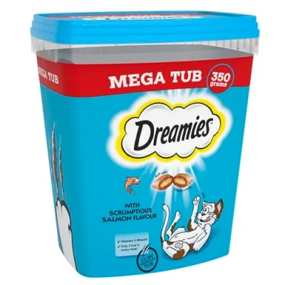Image of Dreamies Cat Treats, Tasty Snacks with Delicious Salmon Flavour, Pack of 2 (2 x 350 g)