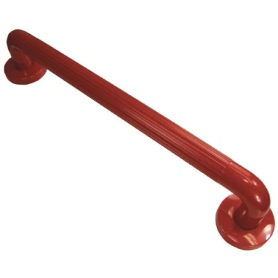 Image of Aidapt Red Safety 300mm (12&quot;) Ribbed UPVC Plastic Grab Bar Support Rail Aid