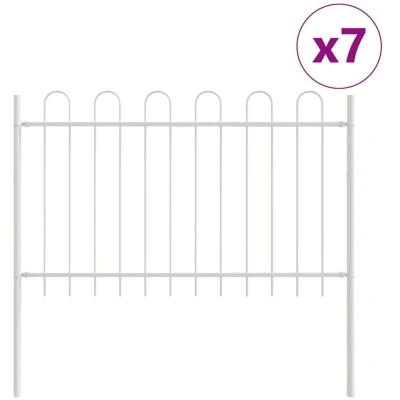 Image of vidaXL Garden Fence with Hoop Top White 11.9x1 m Steel