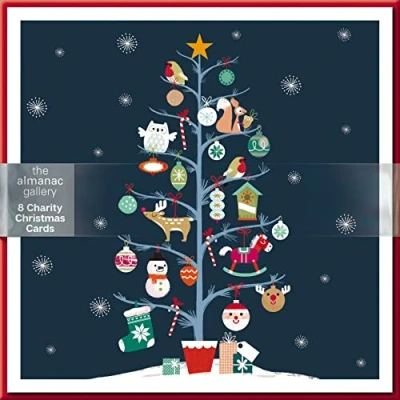 Image of Almanac Pack of 8 Decorated Christmas Tree Charity Cards Multiple Charities ALCX9993