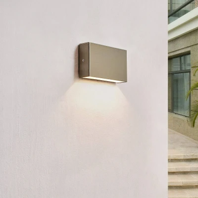Image of Outdoor Wall Light &#039;Karline&#039; (Modern) in Silver Made of Stainless Steel (1 Source,) from Arcchio lamp for Exterior/Interior Walls, House, Terrace und Balcony