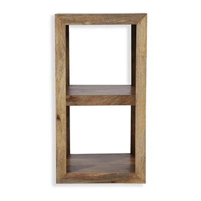 Image of Cube Petite Chunky Solid Mango Wood Double Two Holes (Oaklands Furniture)