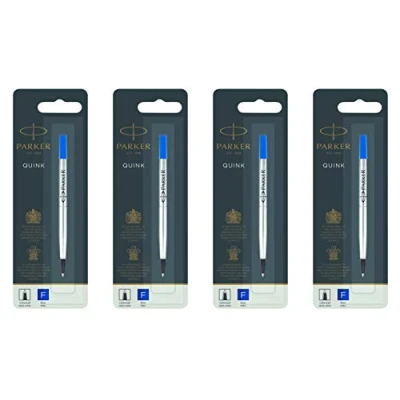 Image of Parker Quink Rollerball Pen Refill Fine Tip Blue Pack of 4