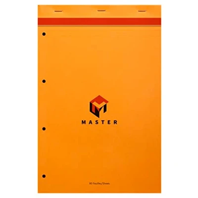 Image of Clairefontaine Ref 10774C Calligraphe Master Head Stapled Punched Desk Pad Notepad (100 Sheets) A4+ Sized, 5/5 Squared Rulings, 70gsm Superfine Vellum Paper