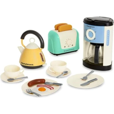 Image of Casdon Morphy Richards Toys. Complete Kitchen Set. Toy Appliance Playset For Kids with Toaster, Coffee Maker, Kettle, Play Food and More. Children Aged 3+, Pastel
