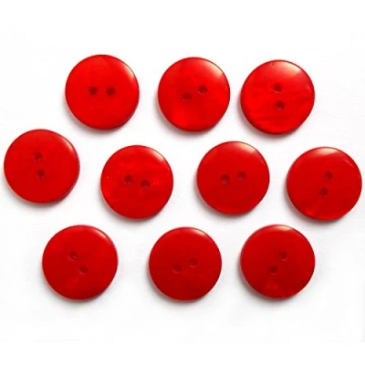 Image of Mother of Pearl Effect Colour Buttons Round 2 Hole Pack 10 (Red, 20mm)