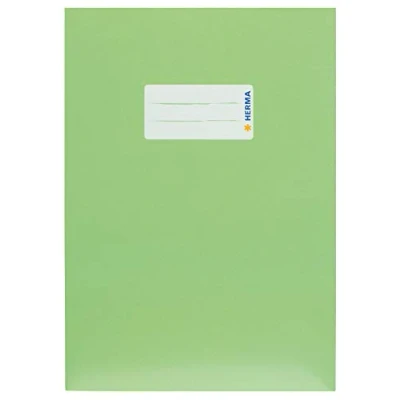 Image of HERMA 19766 Notebook Covers A5 Cardboard Light Green, Pack of 10, with Labelling Field Made Sturdy and Extra Strong Paper, Cover Set for School Notebooks, Coloured