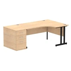 Image of Impulse 1600 RH Crescent Desk Maple Black Cantilever 800 High Ped