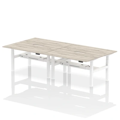 Image of Air B2B 1600x800 Adjustable 4P Bench Desk Scalloped Grey Oak/White