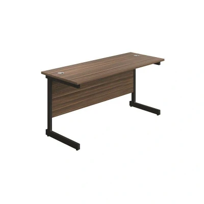 Image of Jemini Rectangular Single Upright Cantilever Desk 1200x600x730mm Dark Walnut/Black KF803874