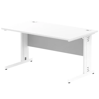 Image of Impulse 1400/800 Rectangle White Cable Managed Leg Desk MI002272