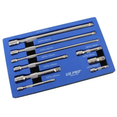 Image of US PRO Tools 9pc 1/4&quot; 3/8&quot; 1/2&quot; Dr Extension Bar Set, Sockets Bars 4190