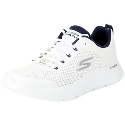 Image of Skechers Men&#039;s GO Walk Flex Independent Trainers, White and Navy Synthetic/Textile, 7 UK