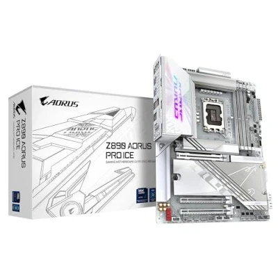 Image of GIGABYTE Z890 AORUS PRO ICE Motherboard Supports Intel Core Ultra (Series 2) CPUs, 16+1+2 phases VRM, up to 9500MHz DDR5 (OC), 1xPCIe 5.0 + 4xPCIe 4.0, Wi Fi 7, 5GbE LAN, Thunderbolt 4