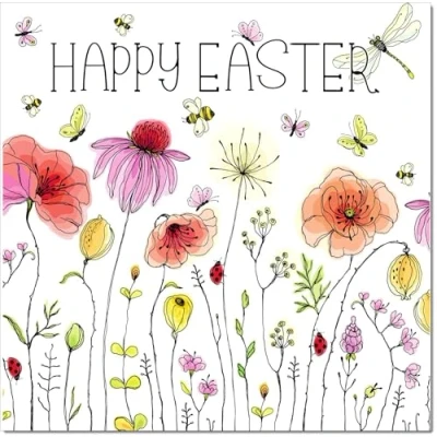 Image of doodlecards Easter Card Happy Wildflowers Square Size with Plain Envelope