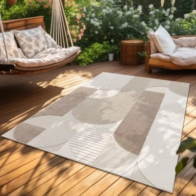 Image of Paco Home Area Rugs Livingroom Short Pile Large Rug Bedroom Scandi Pattern Aztec Monochrome, Size:120x170 cm, Colour:Beige 2