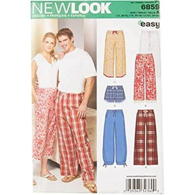Image of New Look Sewing Pattern 6859: Miss/Men Separates, Size A, Paper, White, A (XS S M L XL)