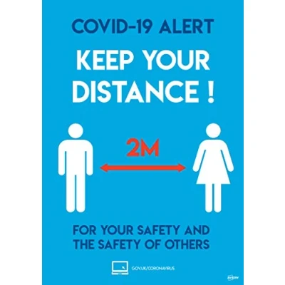 Image of Avery Social Distancing A3 Label Sign 420mm x 297mm, 2 metre Rule, self Adhesive Posters per Pack
