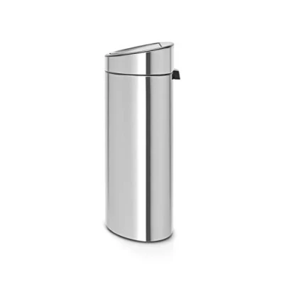 Image of Brabantia 40L Kitchen Touch Bin New (Matt Steel FPP) Removable Lid, Soft Open, Flat Back, Easy Clean Rubbish Waste + Free Bags, Matt Fingerprint Proof