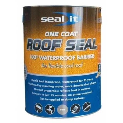 Image of 5L Seal It One Liquid Membrane Coat Roofing Waterproof Hybrid Roof Barrier Solvent‐Free, Non‐Flammable Formulation for Professional Applications Grey
