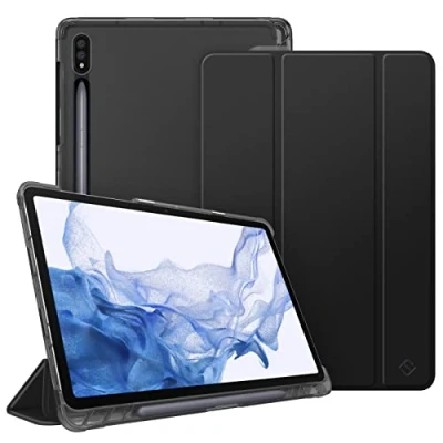 Image of FINTIE Case for Samsung Galaxy Tab S7 11&#039;&#039; 2020 SM T870(Wi Fi) T875(LTE) with S Pen Holder, Lightweight SlimShell Translucent Frosted Stand Back Cover, Auto Wake/Sleep, Black