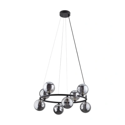 Image of Anabelle Globe Pendant Ceiling Light Black, Graphite Glass 8xG9