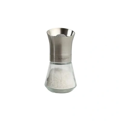 Image of T&amp;G CrushGrind Tip Top Stainless Steel Salt Mill with Glass Base, 12.5 cm, Silver