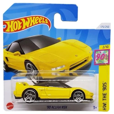 Image of Hot Wheels &#039;90 Acura NSX HW: The 90&#039;s 2/10 HTB04 Short Card Yellow Mattel 2024 1:64