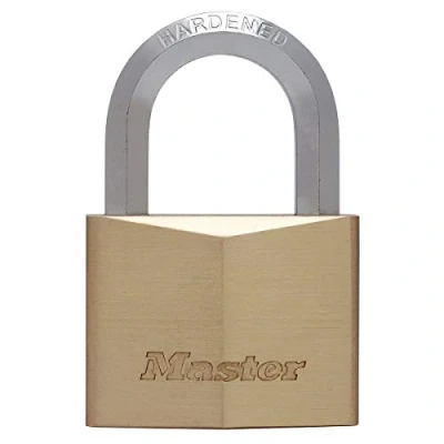 Image of Master Lock 1165EURD Key Padlock with Brass Body and Hexagonal Shackle, Gold, 9,1 x 6 2,6 cm