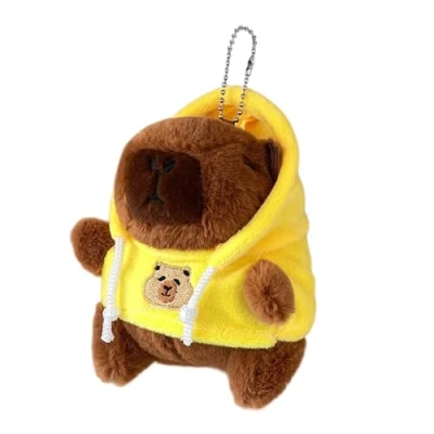 Image of ZOOMIMI Sweet Plush Hoodies Capybara Keychain Pendant Lovely Hangings Decorations Keyring Charm for Purse Bag Backpack Handbag
