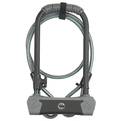 Image of Yale YUL3C/14/230/1 Maximum Defendor U Bike Lock with Cable (Sold Secure Gold), Black