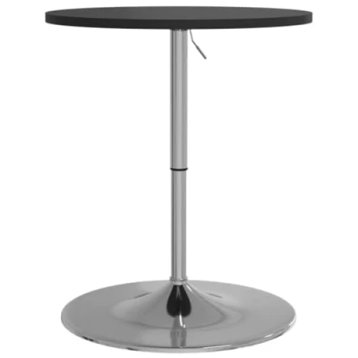 Image of vidaXL Bar Table Adjustable Height, Chromed Steel Base, Round Engineered Wood Top Modern Indoor Furniture for Dining, Lounge Black