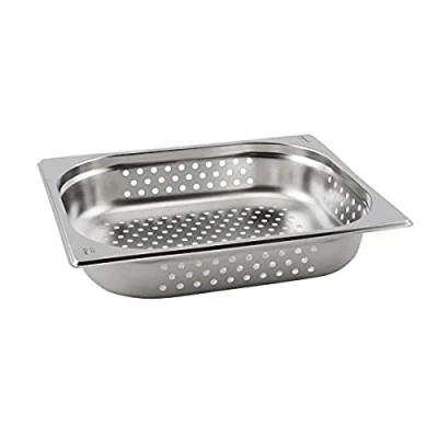 Image of Genware NEV GNP12 65 Perforated Stainless Steel Gastronorm Pan, Size 1/2, mm Deep